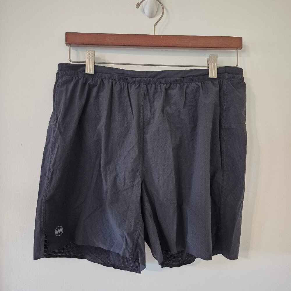 Janji Women M 5" AFO Vent Shorts Lined 7 Pocket Black Reflective Quick Dry Trail